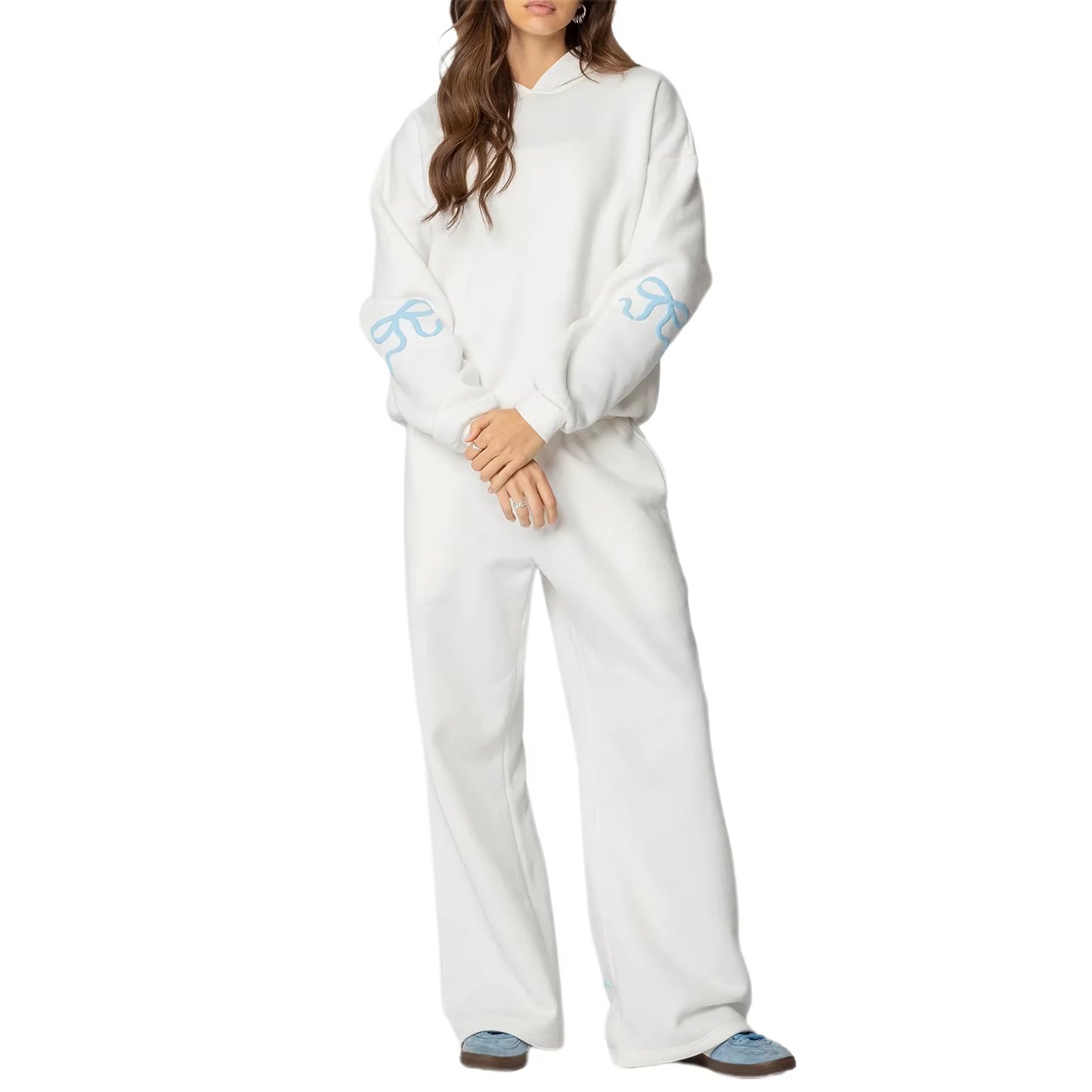 Bow Sweatsuits for Women Two Piece Tracksuit Graphic Oversized Hoodie Sweatshirt Sweatpants Sweat Set for Teen Girl Outfits