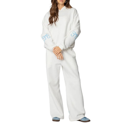 Bow Sweatsuits for Women Two Piece Tracksuit Graphic Oversized Hoodie Sweatshirt Sweatpants Sweat Set for Teen Girl Outfits